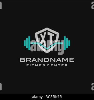 Creative letter XT logo design for gym or fitness vector graphic Stock Vector