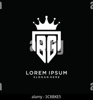 Letter BG logo monogram emblem style with crown shape design template vector graphic vector graphic Stock Vector