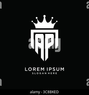Letter AP logo monogram emblem style with crown shape design template vector graphic vector graphic Stock Vector