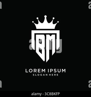 Letter BM logo monogram emblem style with crown shape design template vector graphic vector graphic Stock Vector