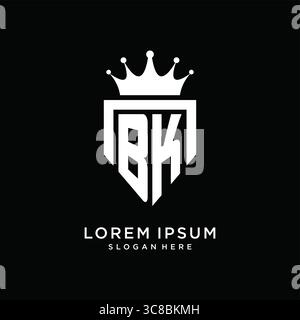 Letter BK logo monogram emblem style with crown shape design template vector graphic vector graphic Stock Vector
