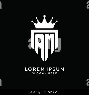 Letter AM logo monogram emblem style with crown shape design template vector graphic vector graphic Stock Vector