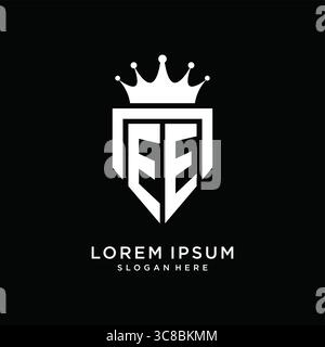 Letter EE logo monogram emblem style with crown shape design template vector graphic vector graphic Stock Vector