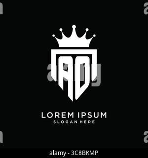 Letter AO logo monogram emblem style with crown shape design template vector graphic vector graphic Stock Vector
