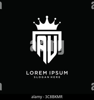 Letter AU logo monogram emblem style with crown shape design template vector graphic vector graphic Stock Vector