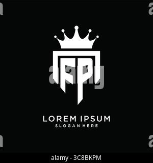 Letter FP logo monogram emblem style with crown shape design template vector graphic vector graphic Stock Vector