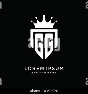 Letter GG logo monogram emblem style with crown shape design template vector graphic vector graphic Stock Vector
