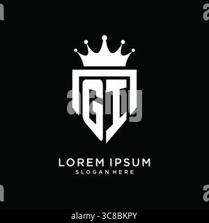 Letter GI logo monogram emblem style with crown shape design template vector graphic vector graphic Stock Vector