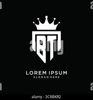 Letter BT logo monogram emblem style with crown shape design template vector graphic vector graphic Stock Vector