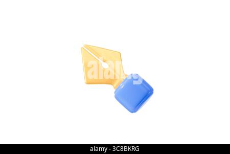 Cartoon blue pen isolated in the white background, 3d rendering. 3d illustration. Stock Photo