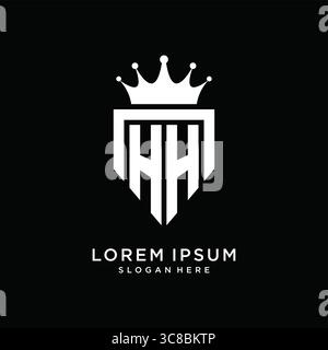Letter HH logo monogram emblem style with crown shape design template vector graphic vector graphic Stock Vector