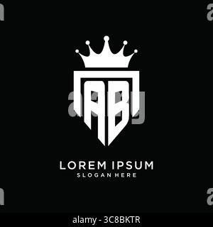 Letter AB logo monogram emblem style with crown shape design template vector graphic vector graphic Stock Vector