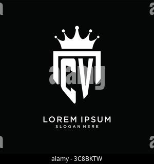 Letter CV logo monogram emblem style with crown shape design template vector graphic vector graphic Stock Vector