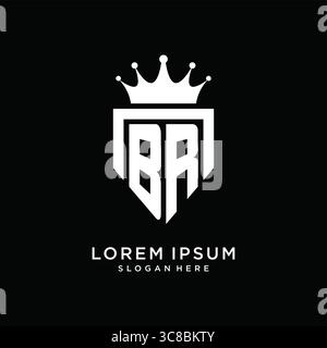 Letter BR logo monogram emblem style with crown shape design template vector graphic vector graphic Stock Vector