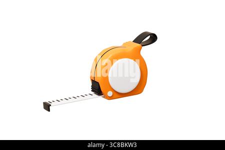 Cartoon tape measure isolated in the white background, 3d rendering. 3d illustration. Stock Photo