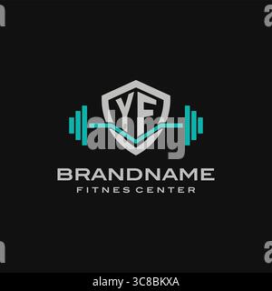 Creative letter YF logo design for gym or fitness vector graphic Stock Vector