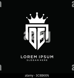 Letter DE logo monogram emblem style with crown shape design template vector graphic vector graphic Stock Vector