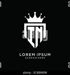 Letter IN logo monogram emblem style with crown shape design template vector graphic vector graphic Stock Vector
