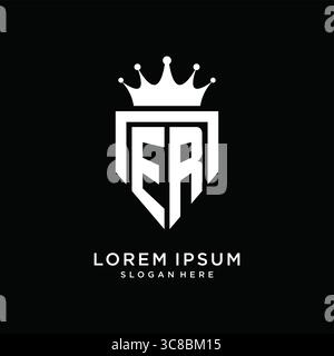 Letter ER logo monogram emblem style with crown shape design template vector graphic vector graphic Stock Vector