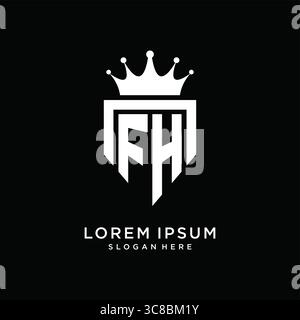 Letter FH logo monogram emblem style with crown shape design template vector graphic vector graphic Stock Vector