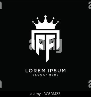 Letter FF logo monogram emblem style with crown shape design template vector graphic vector graphic Stock Vector