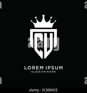 Letter CU logo monogram emblem style with crown shape design template vector graphic vector graphic Stock Vector