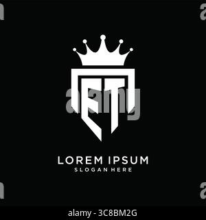 Letter ET logo monogram emblem style with crown shape design template vector graphic vector graphic Stock Vector