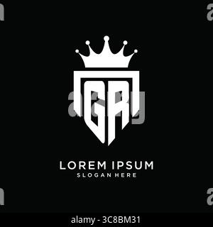 Letter GR logo monogram emblem style with crown shape design template vector graphic vector graphic Stock Vector
