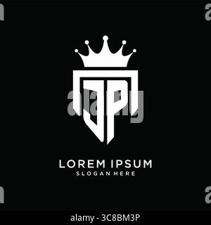 Letter JP logo monogram emblem style with crown shape design template vector graphic vector graphic Stock Vector