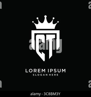Letter CT logo monogram emblem style with crown shape design template vector graphic vector graphic Stock Vector
