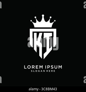 Letter KI logo monogram emblem style with crown shape design template vector graphic vector graphic Stock Vector