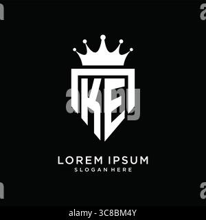 Letter KE logo monogram emblem style with crown shape design template vector graphic vector graphic Stock Vector