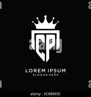 Letter CP logo monogram emblem style with crown shape design template vector graphic vector graphic Stock Vector