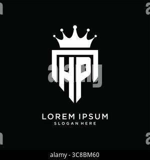 Letter HP logo monogram emblem style with crown shape design template vector graphic vector graphic Stock Vector