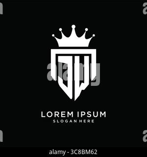 Letter JW logo monogram emblem style with crown shape design template vector graphic vector graphic Stock Vector