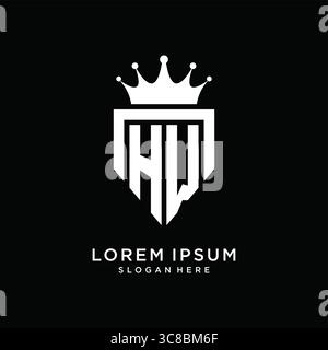 Letter HW logo monogram emblem style with crown shape design template vector graphic vector graphic Stock Vector