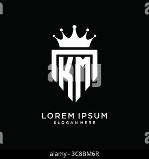 Letter KM logo monogram emblem style with crown shape design template vector graphic vector graphic Stock Vector