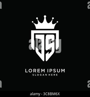 Letter JS logo monogram emblem style with crown shape design template vector graphic vector graphic Stock Vector