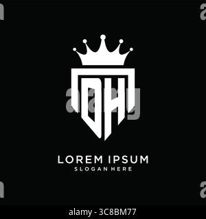 Letter DH logo monogram emblem style with crown shape design template vector graphic vector graphic Stock Vector