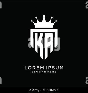 Letter KR logo monogram emblem style with crown shape design template vector graphic vector graphic Stock Vector