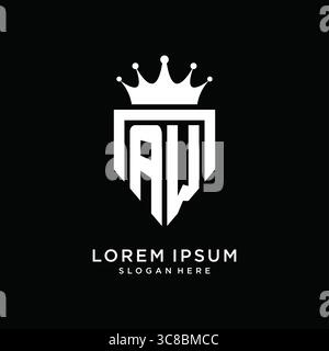 Letter AW logo monogram emblem style with crown shape design template vector graphic vector graphic Stock Vector