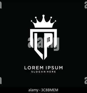 Letter LP logo monogram emblem style with crown shape design template vector graphic vector graphic Stock Vector