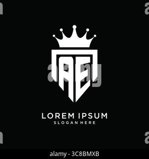 Letter AE logo monogram emblem style with crown shape design template vector graphic vector graphic Stock Vector