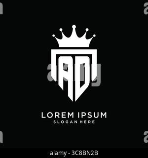 Letter AD logo monogram emblem style with crown shape design template vector graphic vector graphic Stock Vector