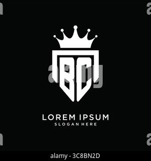 Letter BC logo monogram emblem style with crown shape design template vector graphic vector graphic Stock Vector