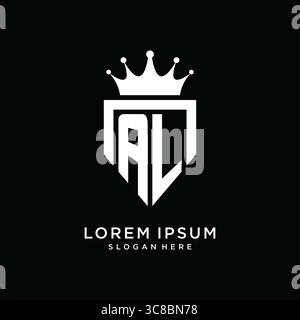 Letter AL logo monogram emblem style with crown shape design template vector graphic vector graphic Stock Vector