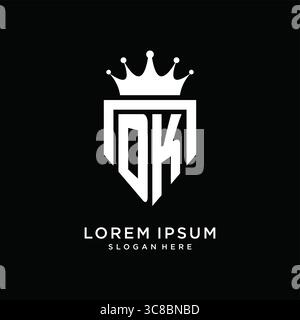 Letter DK logo monogram emblem style with crown shape design template vector graphic vector graphic Stock Vector