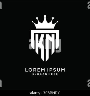 Letter KN logo monogram emblem style with crown shape design template vector graphic vector graphic Stock Vector