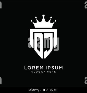 Letter DJ logo monogram emblem style with crown shape design template vector graphic vector graphic Stock Vector