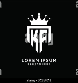 Letter KF logo monogram emblem style with crown shape design template vector graphic vector graphic Stock Vector